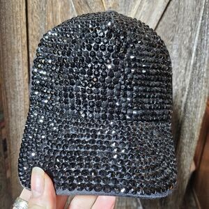 NWT Black Rhinestone Trucker Baseball Cap